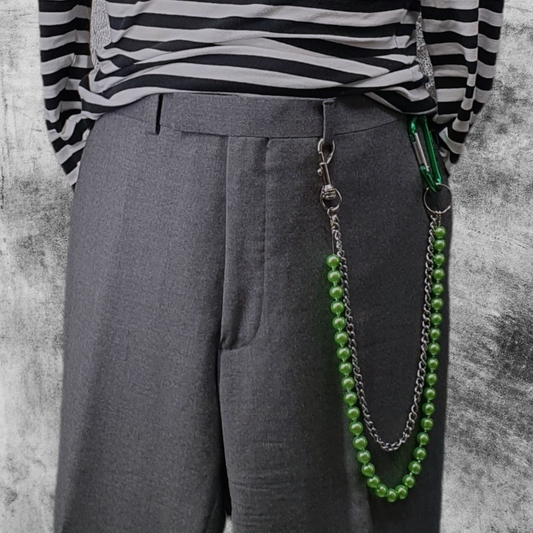 Pendant & Chain Wallet Chain - 27" Silver & Green