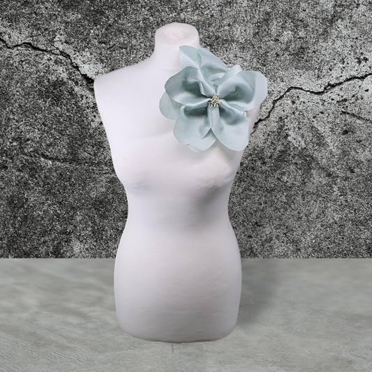 9" Flower Corsage Handmade Recycled Material, brooch Pin backing, Baby Blue Flower