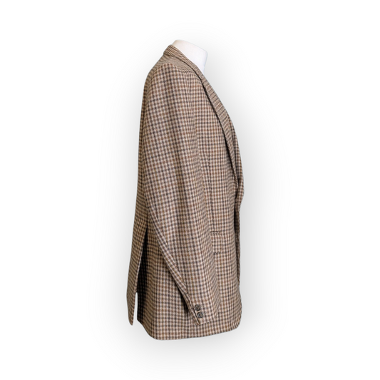 Vintage Aitken and Niven Checked Tan Plaid Wool Oversized Blazer 46"