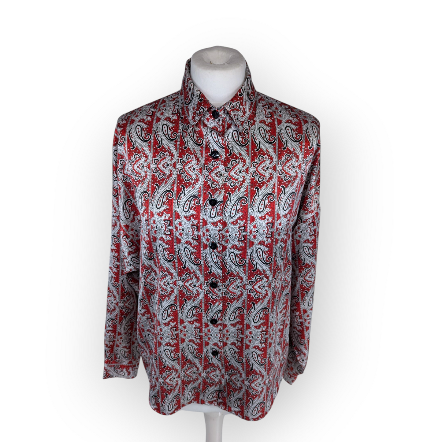 Vintage Silk Paisley Print Blouse - Large