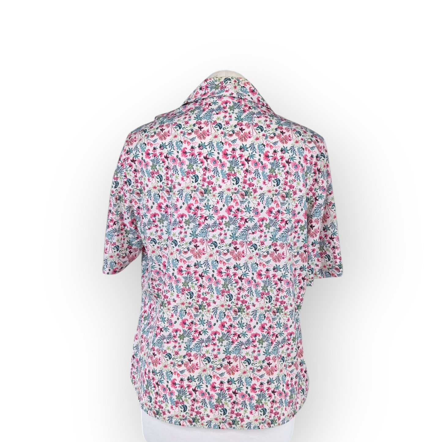 Honor Milburn Floral Ditsy Short Sleeve Blouse Pink Green (UK10) Small