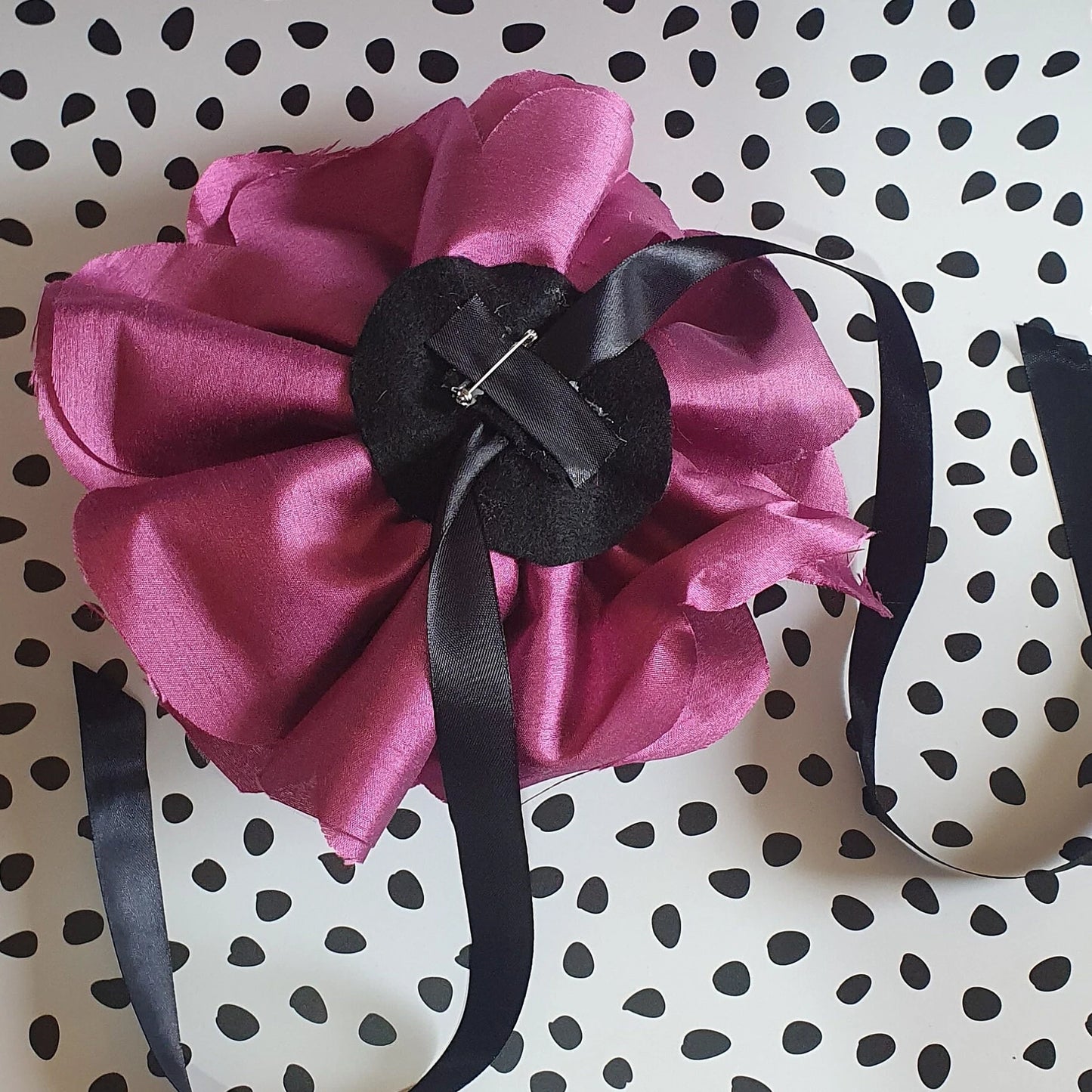 10" XL Flower Corsage Handmade Recycled Material, Pin Back, Shoulder Brooch