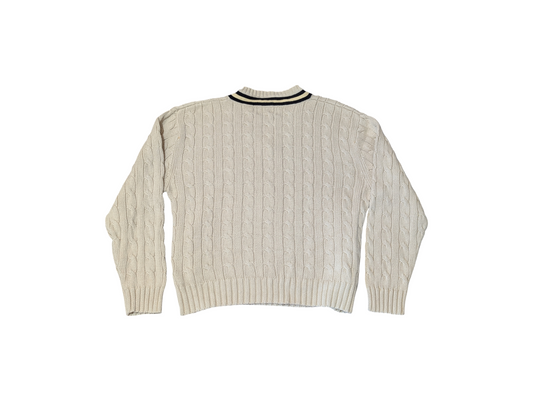 Britches Vintage Sand V-Neck Cable Preppy Knit Jumper XXL