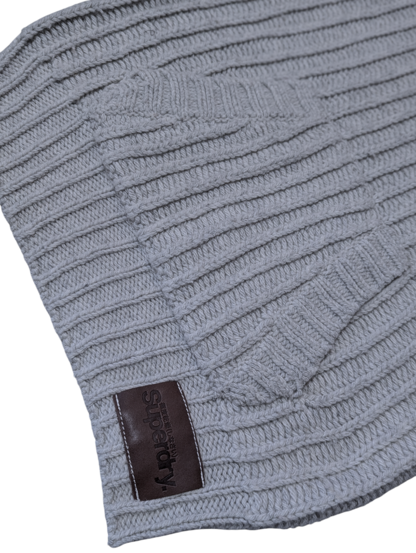 Super Dry Preloved Grey Button Funnel Neck Zip Up Knitted Jumper Medium
