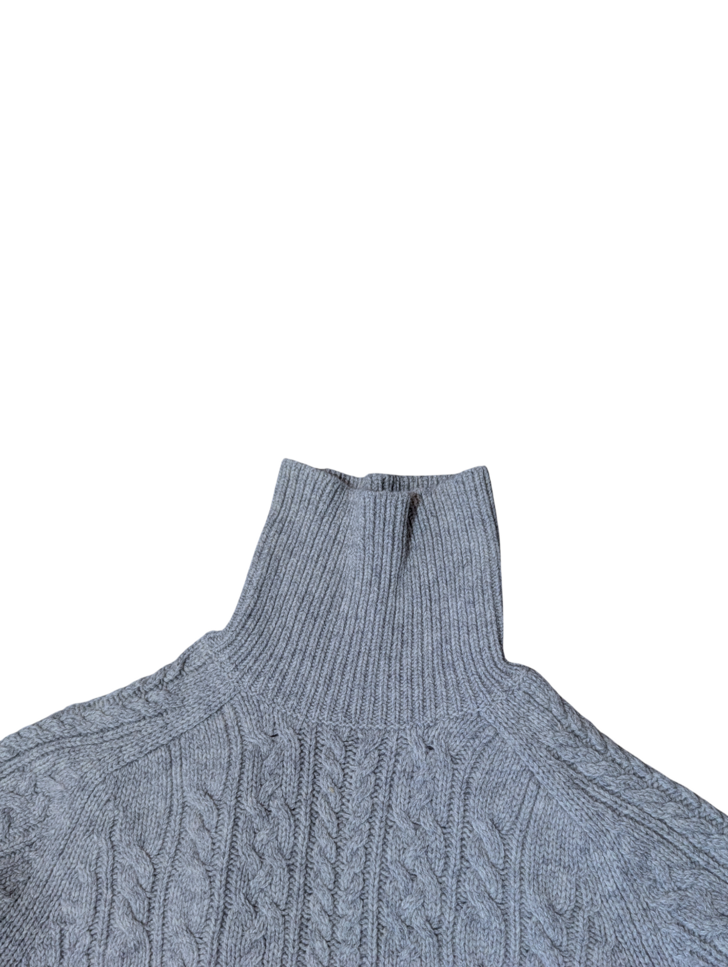 'Giordana'Vintage Grey Cable Knit Polo neck Jumper Medium