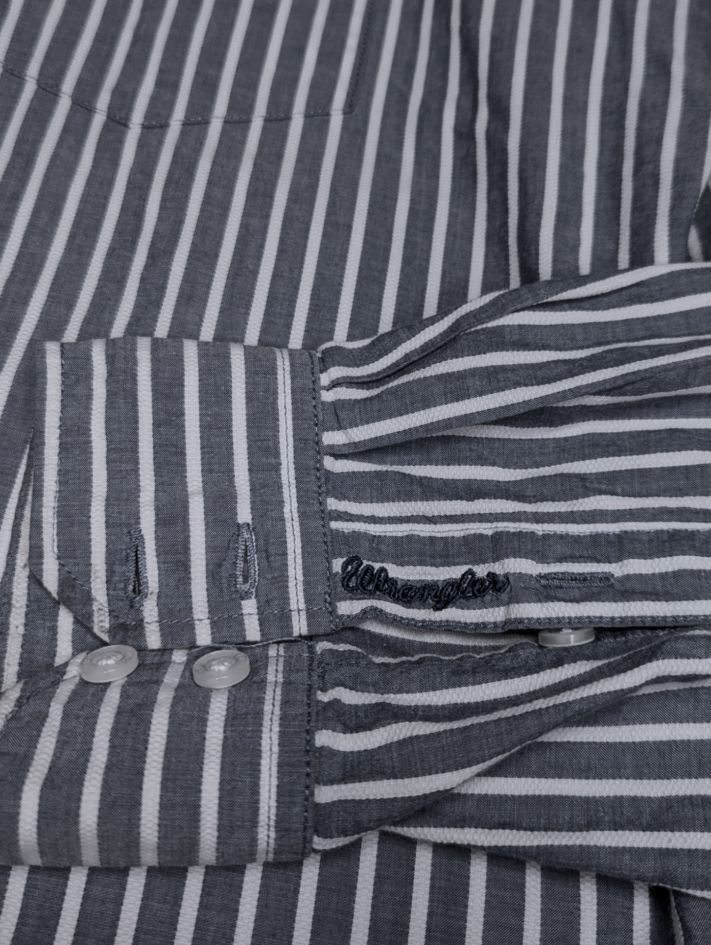 Vintage - Wrangler - Blue & White Western Shirt - Long Sleeve - Pocket Detail - XL
