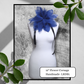 12" Blue Flower Corsage, Handmade Recycled Material, Black Ribbon closure