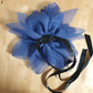 12" Blue Flower Corsage, Handmade Recycled Material, Black Ribbon closure