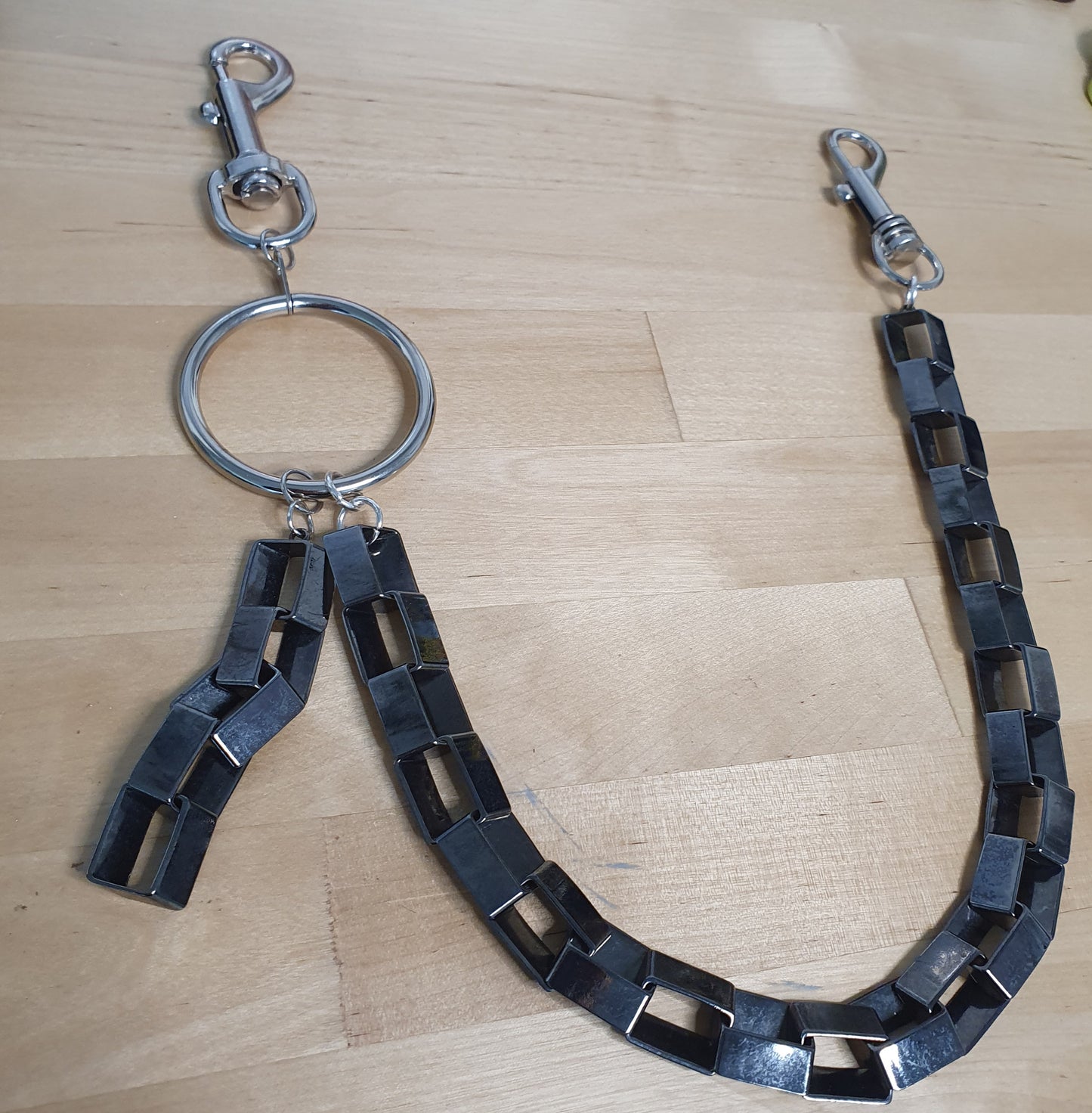 The Square Link Wallet Chain- 19"  - Gun Metal Grey