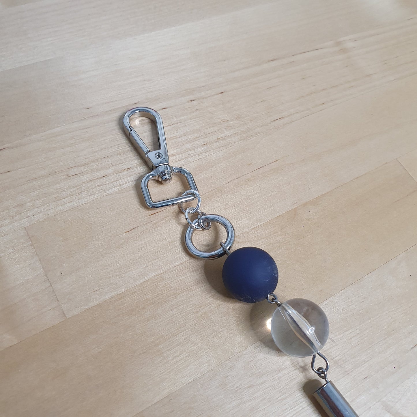 The Ball & Hoop Wallet Chain - 15" Blue, White & Silver