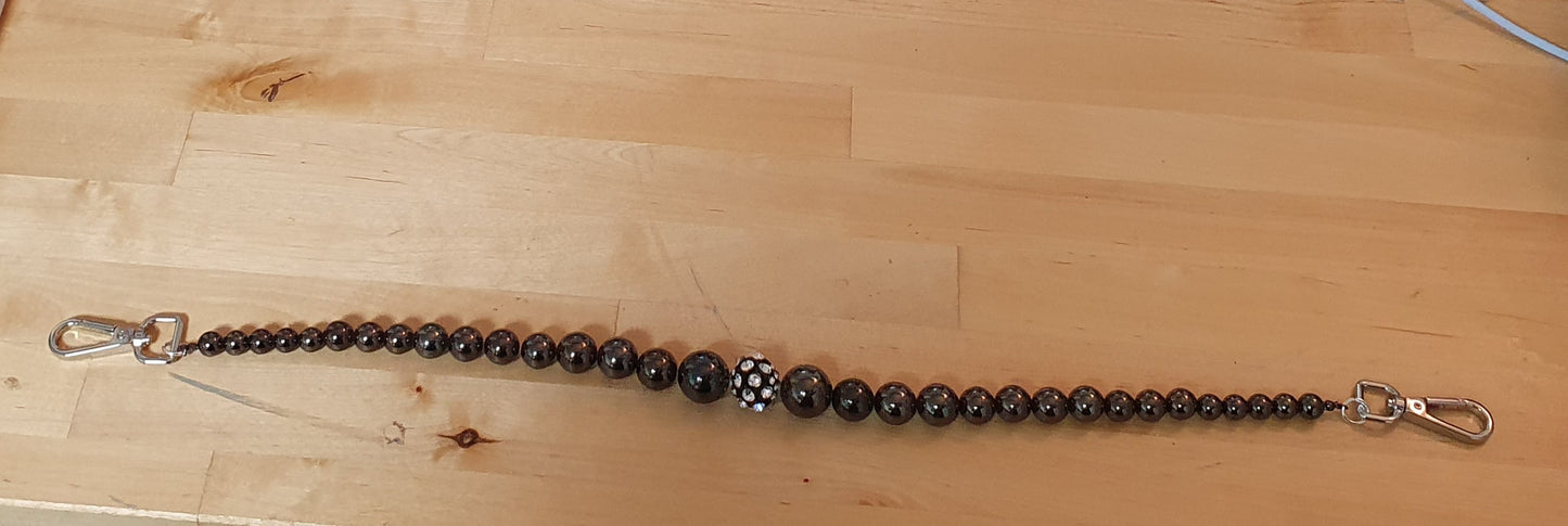 Bobble Diamonte Wallet Chain 21" Gun Metal Grey