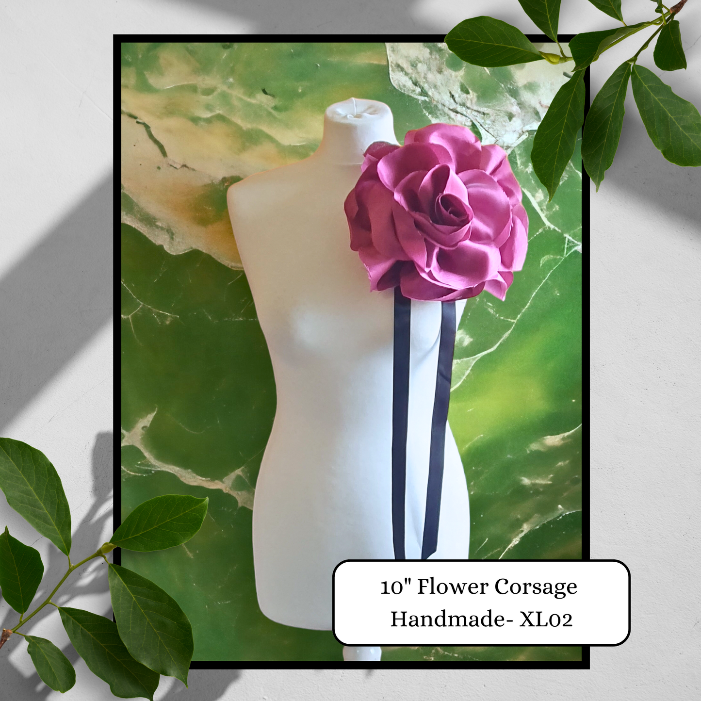 10" XL Flower Corsage Handmade Recycled Material, Pin Back, Shoulder Brooch