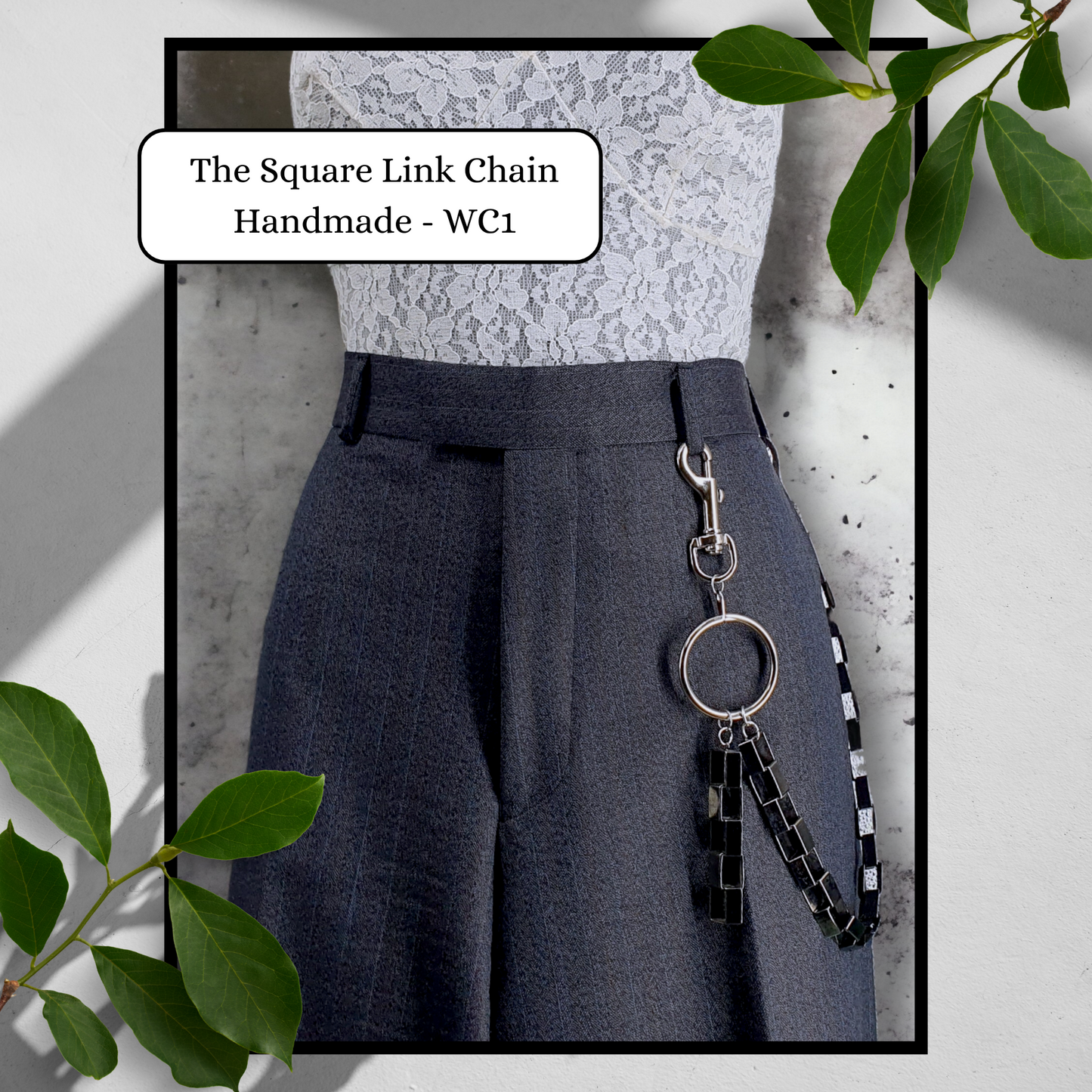 The Square Link Wallet Chain- 19"  - Gun Metal Grey
