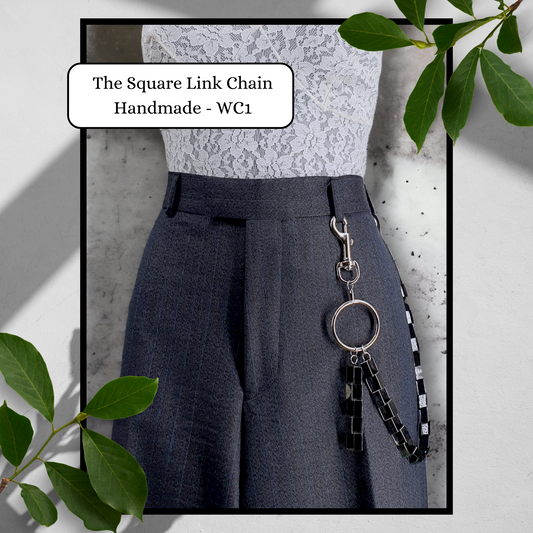 The Square Link Wallet Chain- 19"  - Gun Metal Grey