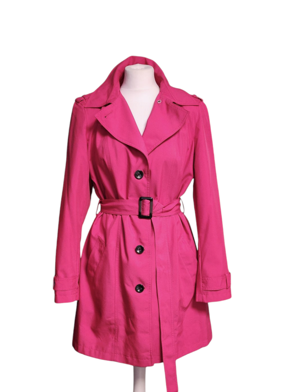 Preloved M&S Hot pink belted trench coat mac UK16