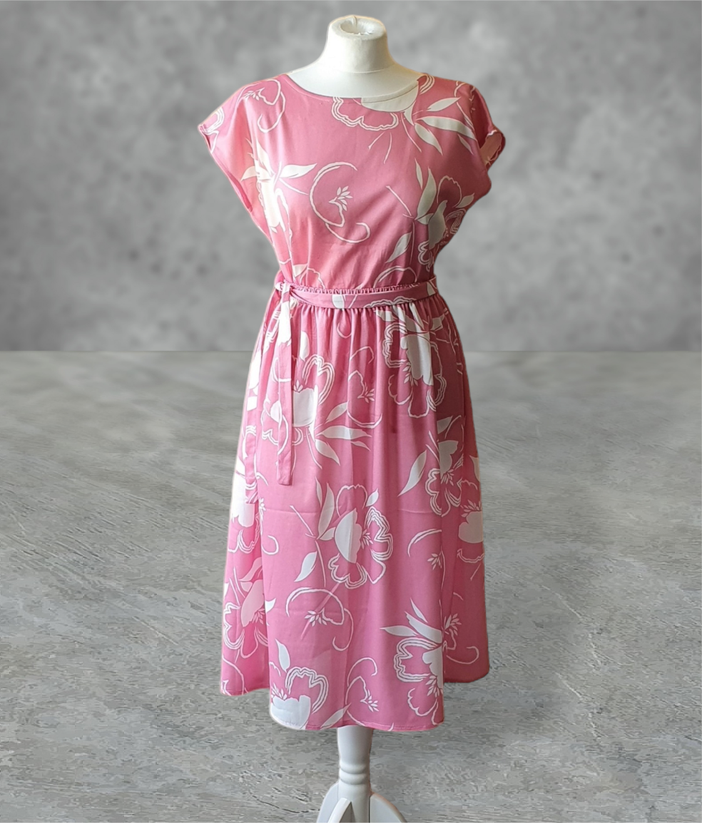 Vintage Blouse and Skirt Dress 2 Piece Co-Ord Outfit Set Pink Floral UK14 -16