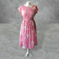 Vintage Blouse and Skirt Dress 2 Piece Co-Ord Outfit Set Pink Floral UK14 -16