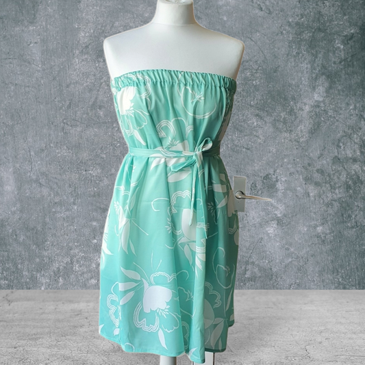 Vintage Mint Green Blouse and Skirt Dress 2 Piece Co-Ord Outfit Set Pink Floral UK14 -16