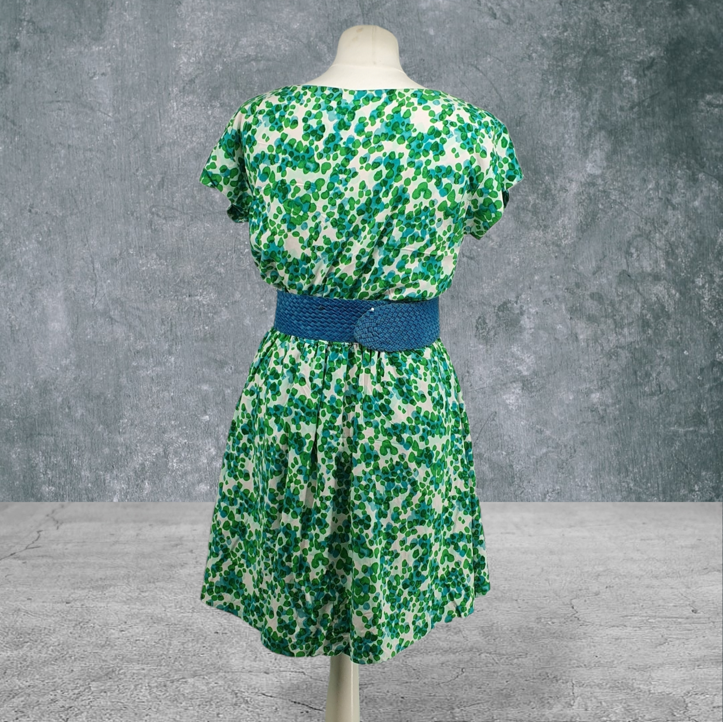 Green Floral Vintage Style Swing Tea Dress 50s Pin Up Retro Rockabilly UK10