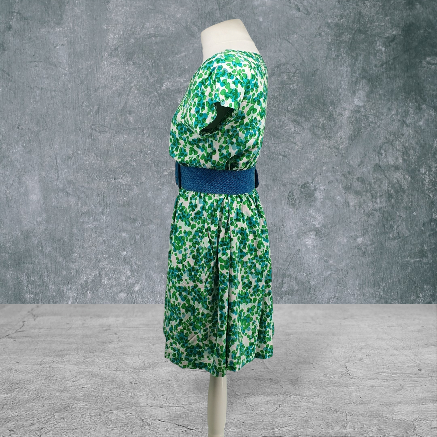 Green Floral Vintage Style Swing Tea Dress 50s Pin Up Retro Rockabilly UK10