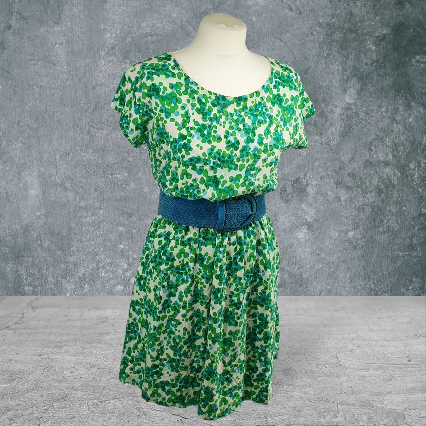 Green Floral Vintage Style Swing Tea Dress 50s Pin Up Retro Rockabilly UK10