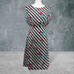 Vintage Maxi Dress Beach Cover Up Kaftan  Black White Stripe UK12-14