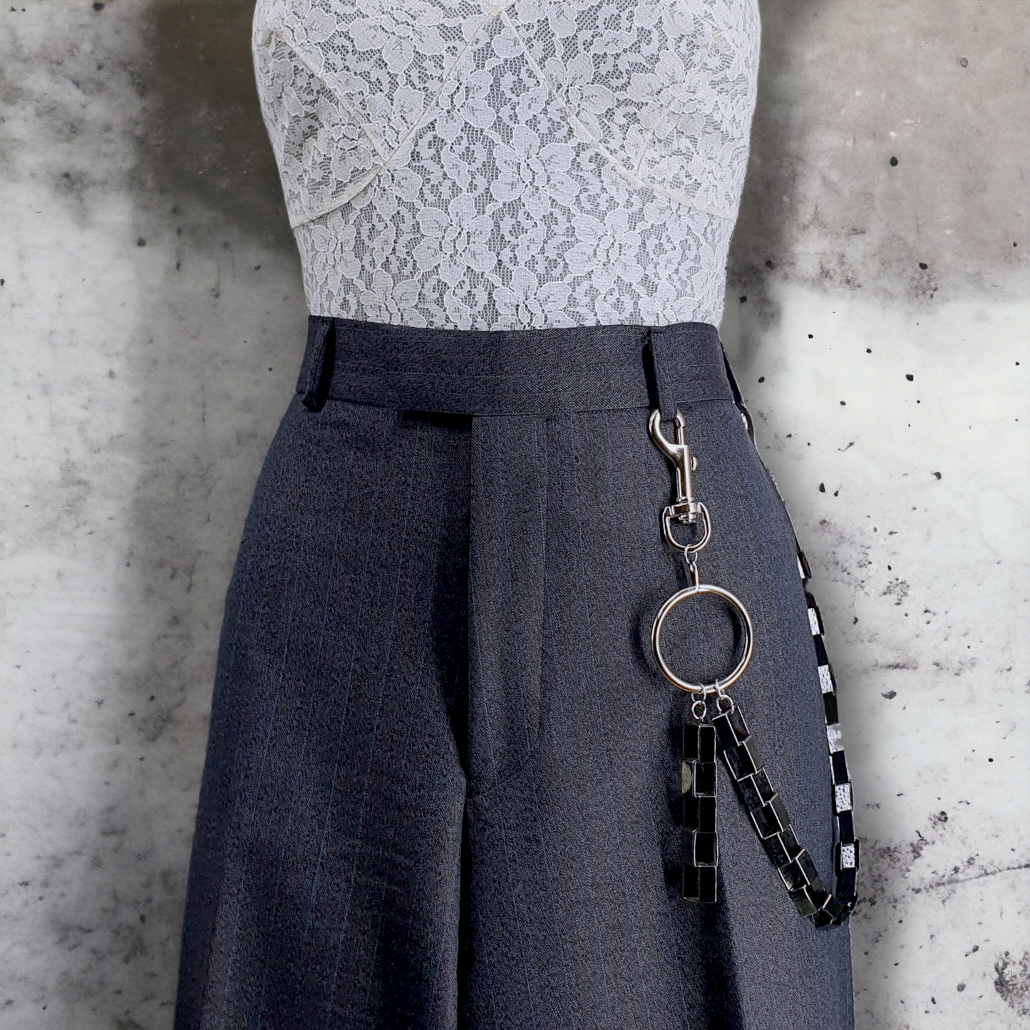 The Square Link Wallet Chain- 19"  - Gun Metal Grey