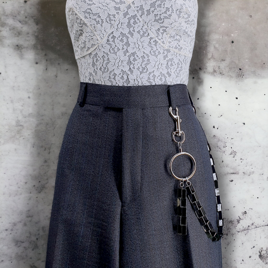 The Square Link Wallet Chain- 19"  - Gun Metal Grey