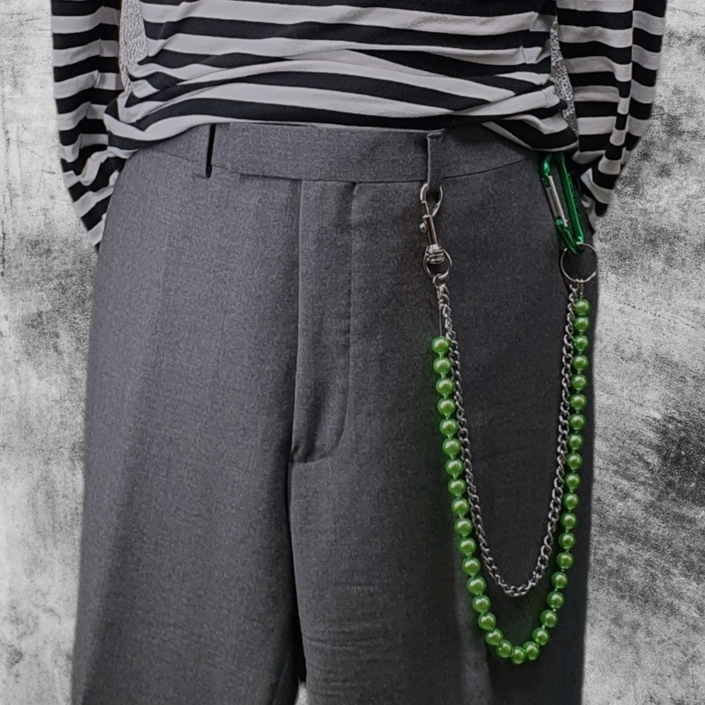 Pendant & Chain Wallet Chain - 27" Silver & Green