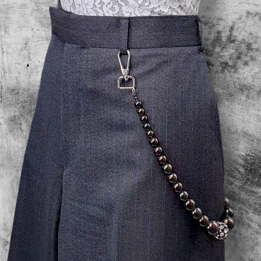 Bobble Diamonte Wallet Chain 21" Gun Metal Grey
