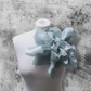 13" Blue Flower Corsage, Handmade Recycled Material, Pin Back Brooch Fastener