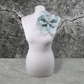 9" Flower Corsage Handmade Recycled Material, brooch Pin backing, Baby Blue Flower