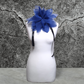 12" Blue Flower Corsage, Handmade Recycled Material, Black Ribbon closure
