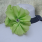 Double Flower Choker Corsage Handmade Recycled Material, Ribbon Tie, Lime Green Black Ribbon