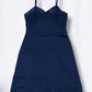 Vintage Navy 1960s St Michaels Satin Slip Lingerie Dress with lace trim UK 10