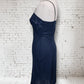 Vintage Navy 1960s St Michaels Satin Slip Lingerie Dress with lace trim UK 10