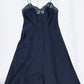 Vintage Navy 1960s St Michaels Satin Slip Lingerie Dress UK 12