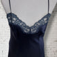 Vintage Navy 1960s St Michaels Satin Slip Lingerie Dress UK 12