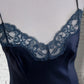 Vintage Navy 1960s St Michaels Satin Slip Lingerie Dress UK 12