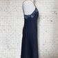 Vintage Navy 1960s St Michaels Satin Slip Lingerie Dress UK 12