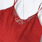 Vintage 1960s St Michael Red Satin Slip Lingerie Dress With Lace Trim UK8