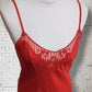 Vintage 1960s St Michael Red Satin Slip Lingerie Dress With Lace Trim UK8