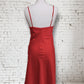 Vintage 1960s St Michael Red Satin Slip Lingerie Dress With Lace Trim UK8
