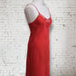 Vintage 1960s St Michael Red Satin Slip Lingerie Dress With Lace Trim UK8