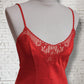 Vintage 1960s St Michael Red Satin Slip Lingerie Dress With Lace Trim UK8
