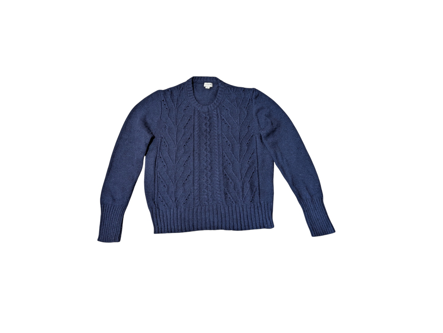 J Crew Preloved Navy Crew Neck Cable Knit Jumper Large