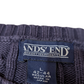 Lands End Large Preloved V-Neck Cable Knit Sweater and Blue Stripe