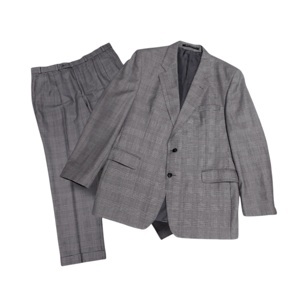 Odermark Mens Collection Glen Check Suit Pure New Wool 48"