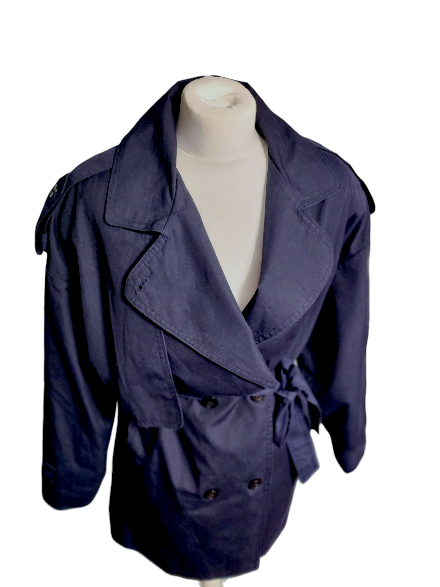 Vintage Navy 'Distinction' Oversized Trench Coat - Large