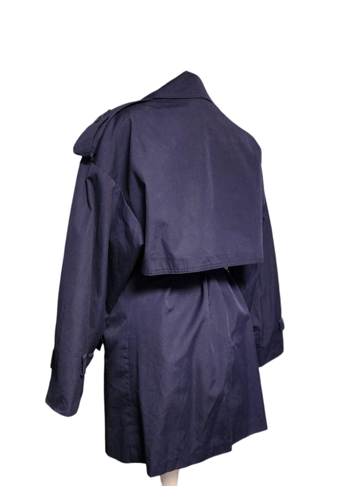 Vintage Navy 'Distinction' Oversized Trench Coat - Large